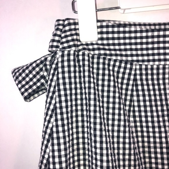 1901 Black & White Fall Gingham Ruffle Wrap Mini Skirt Size 4 - Picture 10 of 15